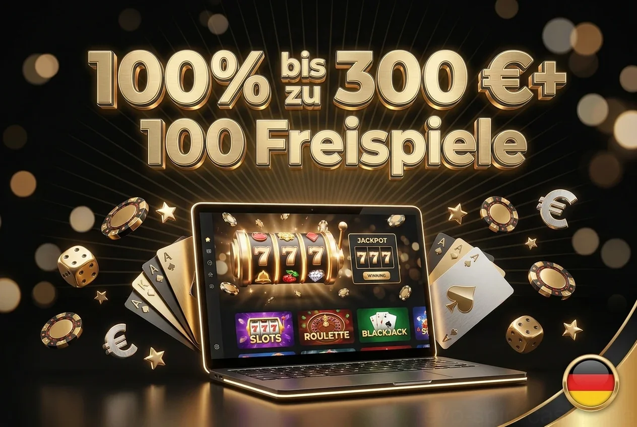 100% bis zu 300 €+ 100 Freispiele