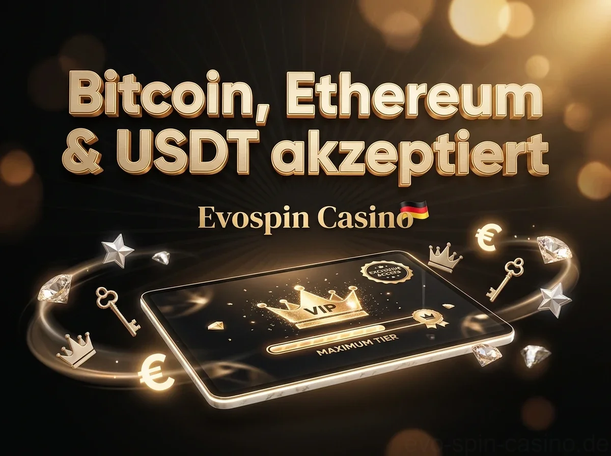 Bitcoin, Ethereum& USDT akzeptiert